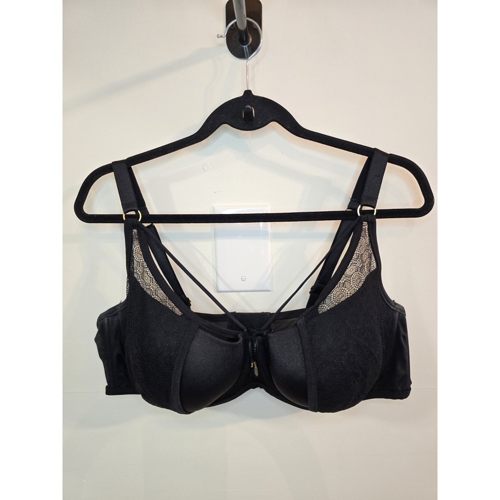 Ashley Graham Black Cage Underwire Bra 44DD Romantic Coquette